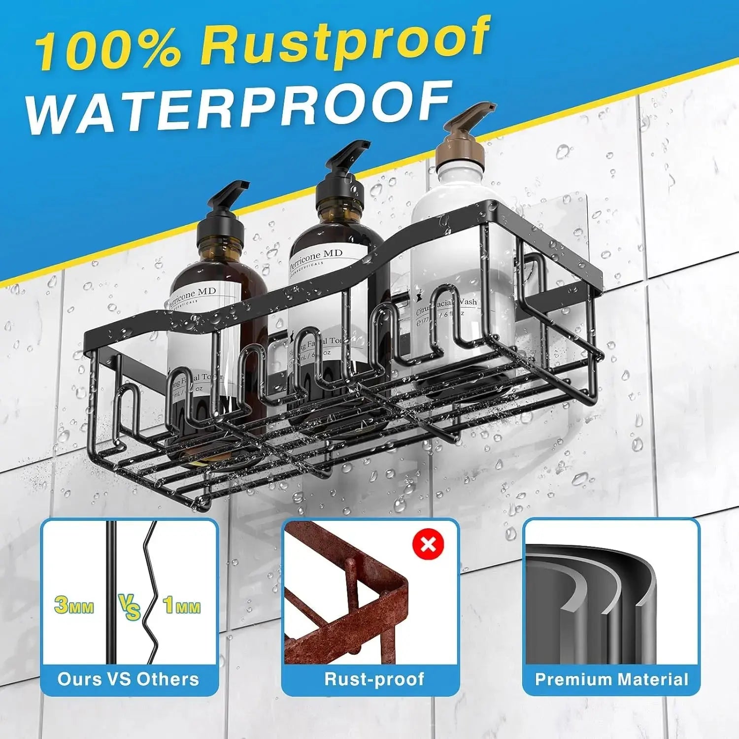 KineticWay™ Ultra-Strong 5-Piece Adhesive Shower Caddy Set – Rustproof Stainless Steel, No-Drill Organization for Bathroom & Kitchen My Store